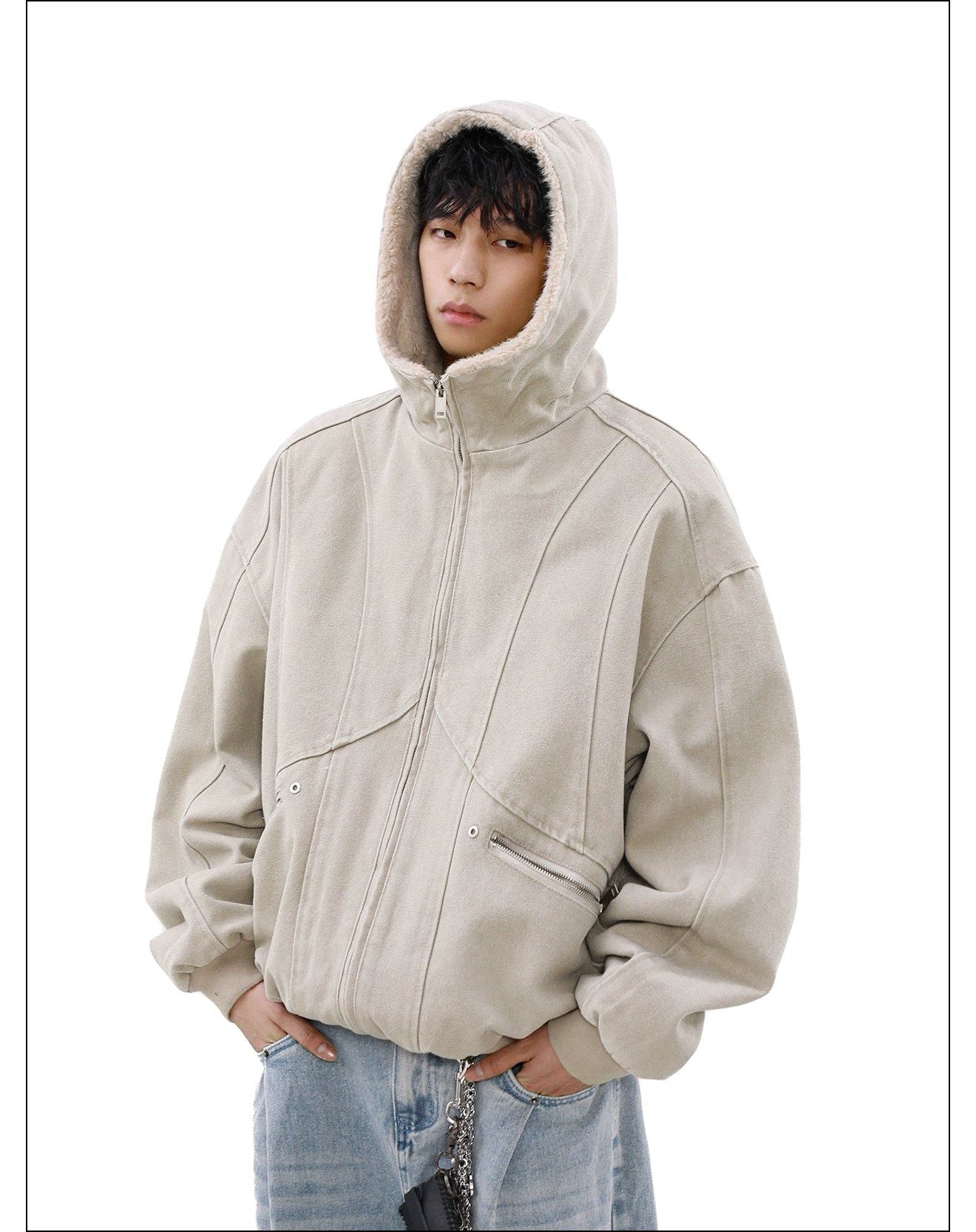 Clean Fit Fleece Lined Hooded Jacket Korean Street Fashion Jacket By Mr Nearly Shop Online at OH Vault