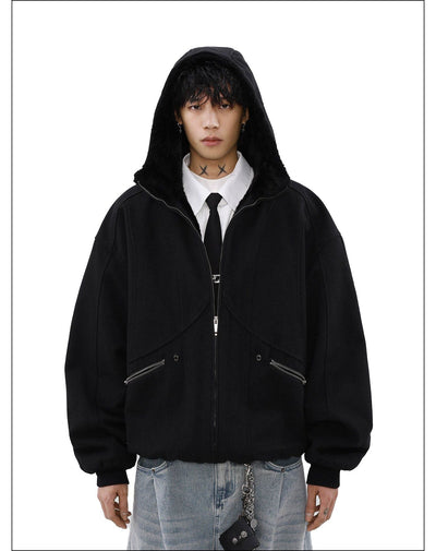 Clean Fit Fleece Lined Hooded Jacket Korean Street Fashion Jacket By Mr Nearly Shop Online at OH Vault