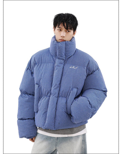 Plaid Short Puffer Jacket Korean Street Fashion Jacket By Mr Nearly Shop Online at OH Vault