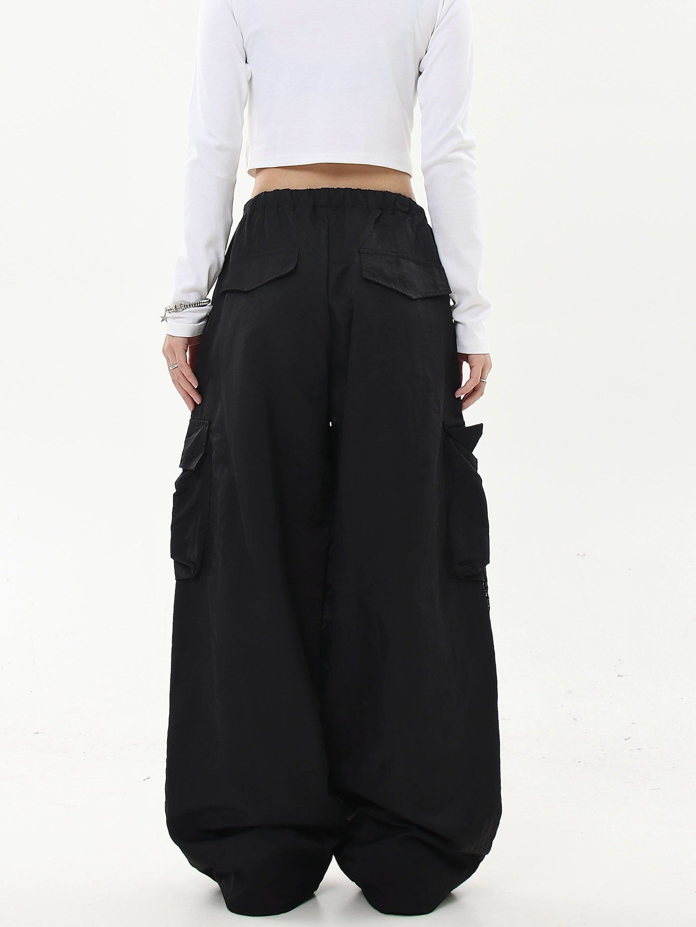 Three-Bar Contrast Drawstring Cargo Pants Korean Street Fashion Pants By Blacklists Shop Online at OH Vault