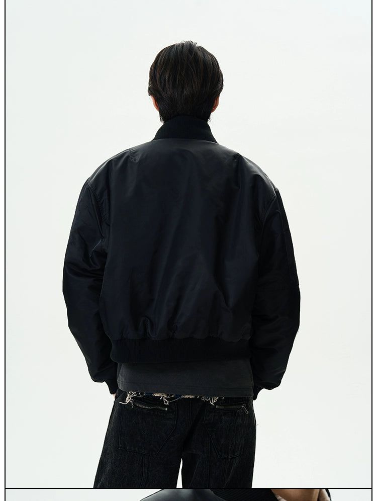 Three-Bar Thickened Bomber Jacket Korean Street Fashion Jacket By 77Flight Shop Online at OH Vault