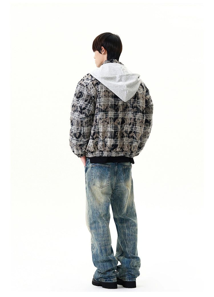 Tie-Dyed Check Hooded Jacket Korean Street Fashion Jacket By A PUEE Shop Online at OH Vault