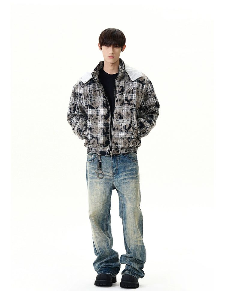 Tie-Dyed Check Hooded Jacket Korean Street Fashion Jacket By A PUEE Shop Online at OH Vault