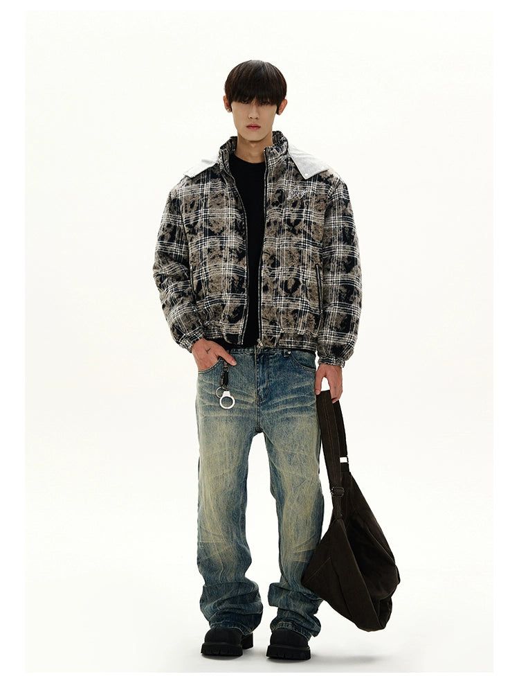 Tie-Dyed Check Hooded Jacket Korean Street Fashion Jacket By A PUEE Shop Online at OH Vault