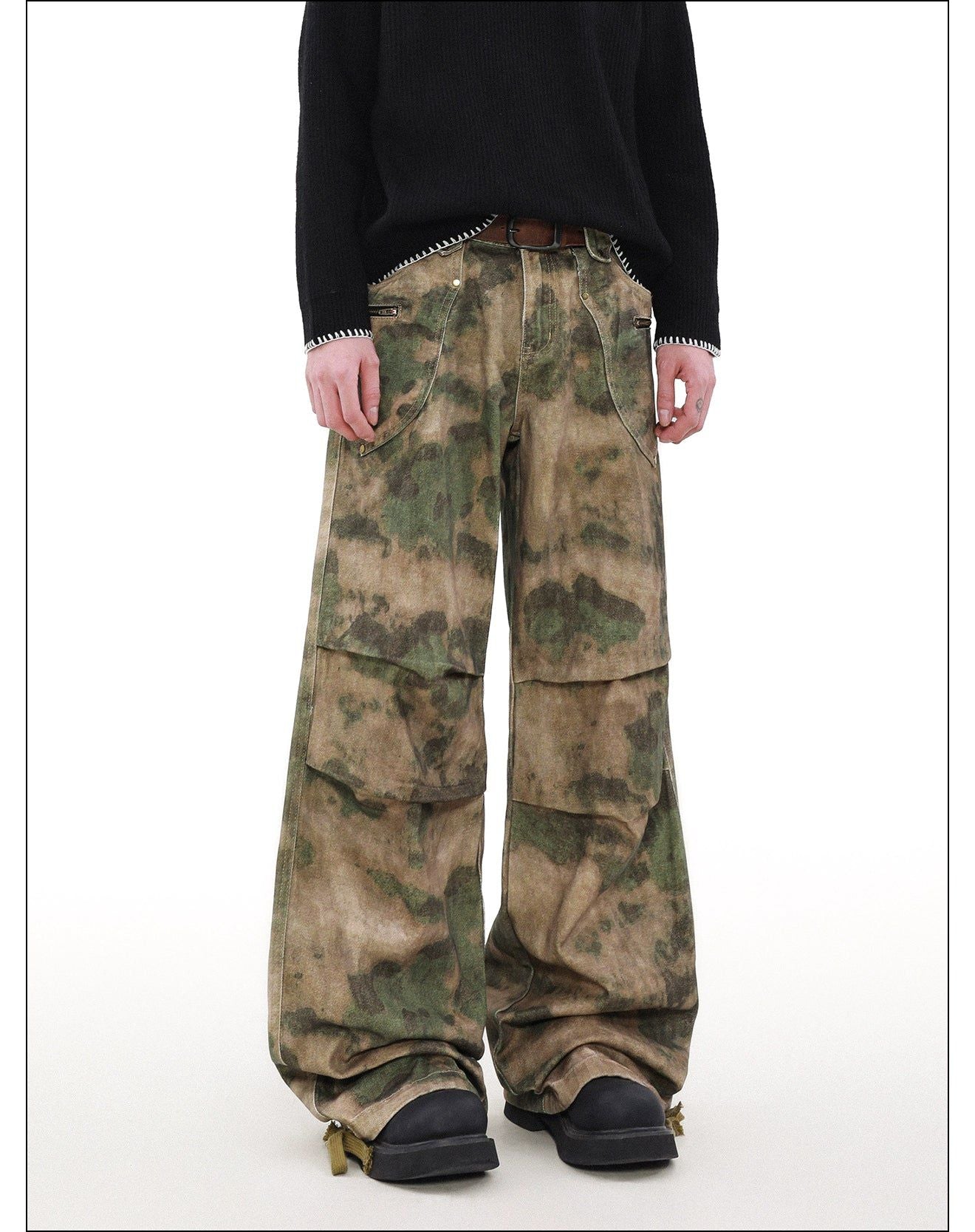 Tie-Dyed Pleats Cargo Pants Korean Street Fashion Pants By Mr Nearly Shop Online at OH Vault