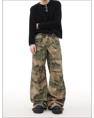 Tie-Dyed Pleats Cargo Pants Korean Street Fashion Pants By Mr Nearly Shop Online at OH Vault