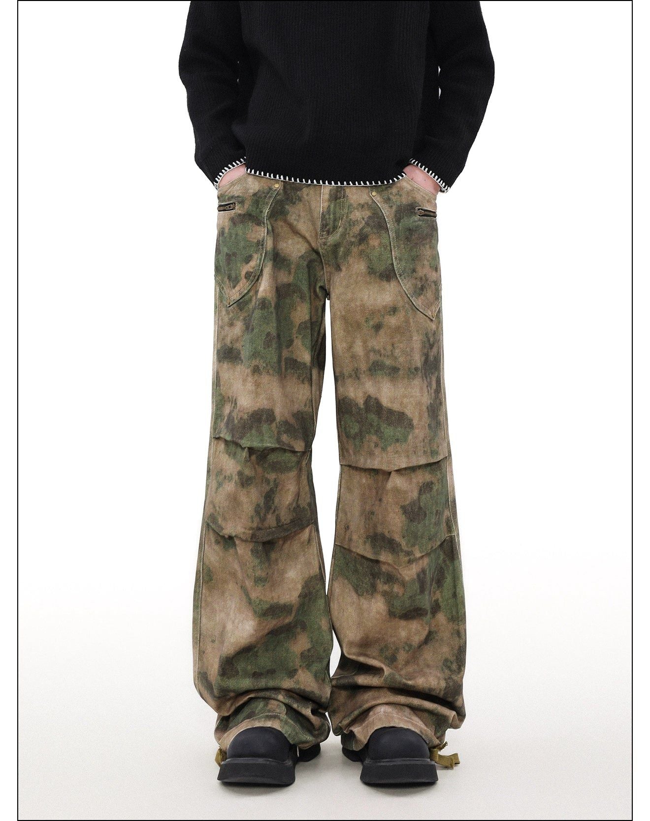 Tie-Dyed Pleats Cargo Pants Korean Street Fashion Pants By Mr Nearly Shop Online at OH Vault