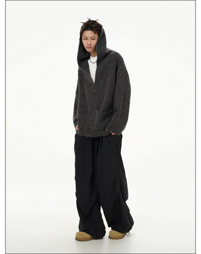 Two-Pocket Buttoned Knit Hoodie Korean Street Fashion Hoodie By Mr Nearly Shop Online at OH Vault