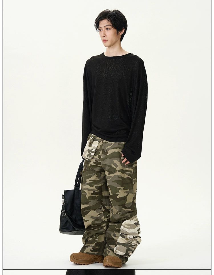 Two-Tone Camouflage Cargo Pants Korean Street Fashion Pants By 77Flight Shop Online at OH Vault