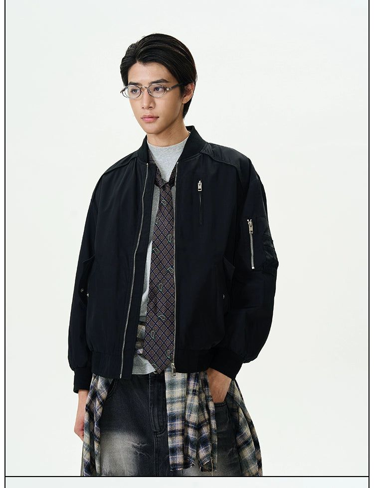 Utility Pocket Bomber Jacket Korean Street Fashion Jacket By 77Flight Shop Online at OH Vault