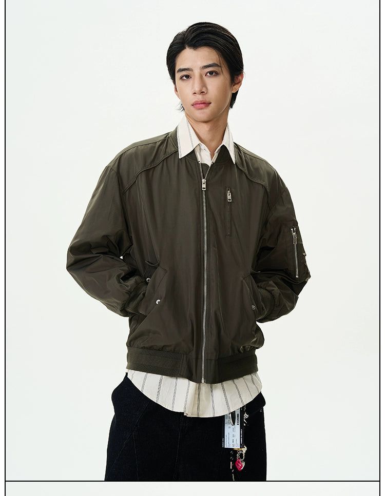 Utility Pocket Bomber Jacket Korean Street Fashion Jacket By 77Flight Shop Online at OH Vault