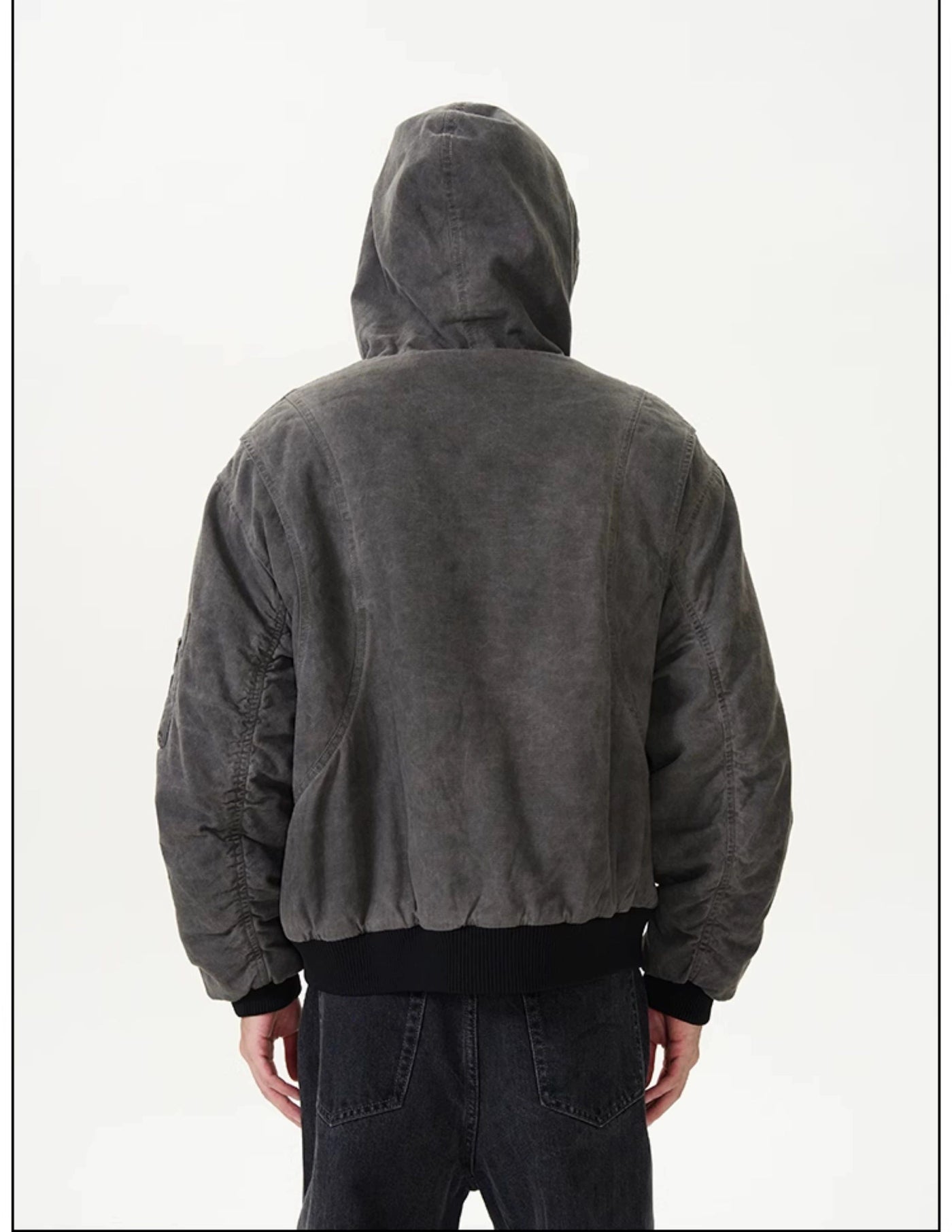 Washed Drawcord Hooded Jacket Korean Street Fashion Jacket By 77Flight Shop Online at OH Vault