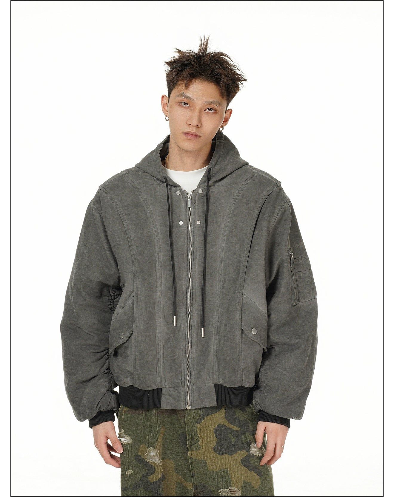 Washed Drawcord Hooded Jacket Korean Street Fashion Jacket By Mr Nearly Shop Online at OH Vault