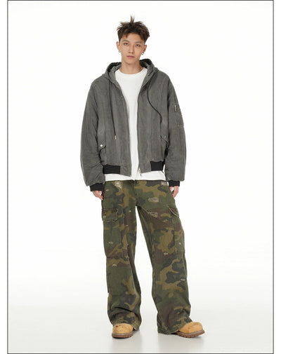 Washed Drawcord Hooded Jacket Korean Street Fashion Jacket By Mr Nearly Shop Online at OH Vault