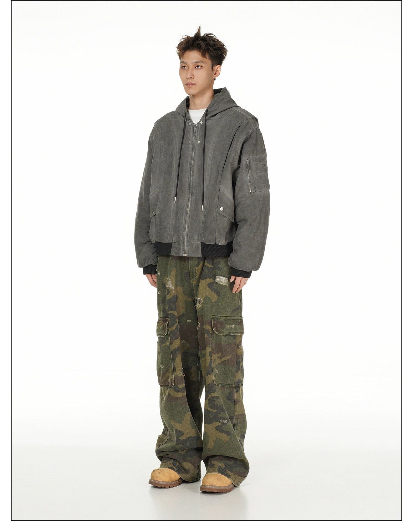 Washed Drawcord Hooded Jacket Korean Street Fashion Jacket By Mr Nearly Shop Online at OH Vault