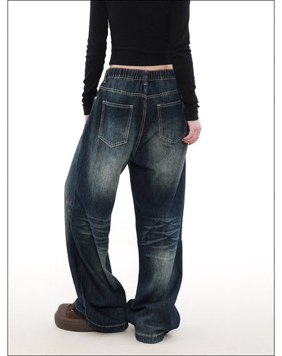 Washed Drawstring Waist Jeans Korean Street Fashion Jeans By Mr Nearly Shop Online at OH Vault