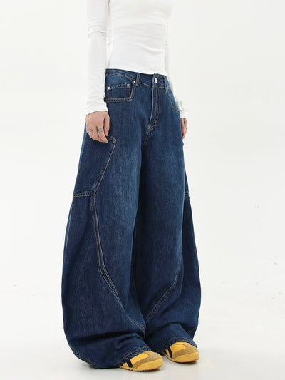 Washed Letter Embroidery Baggy Jeans Korean Street Fashion Jeans By Blacklists Shop Online at OH Vault