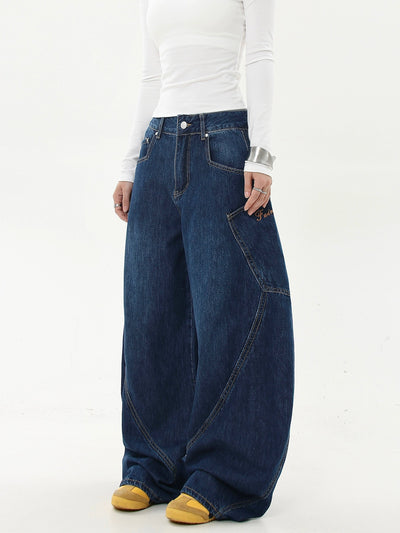 Washed Letter Embroidery Baggy Jeans Korean Street Fashion Jeans By Blacklists Shop Online at OH Vault