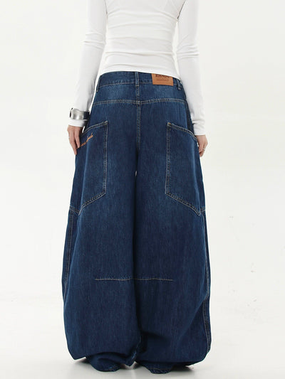 Washed Letter Embroidery Baggy Jeans Korean Street Fashion Jeans By Blacklists Shop Online at OH Vault