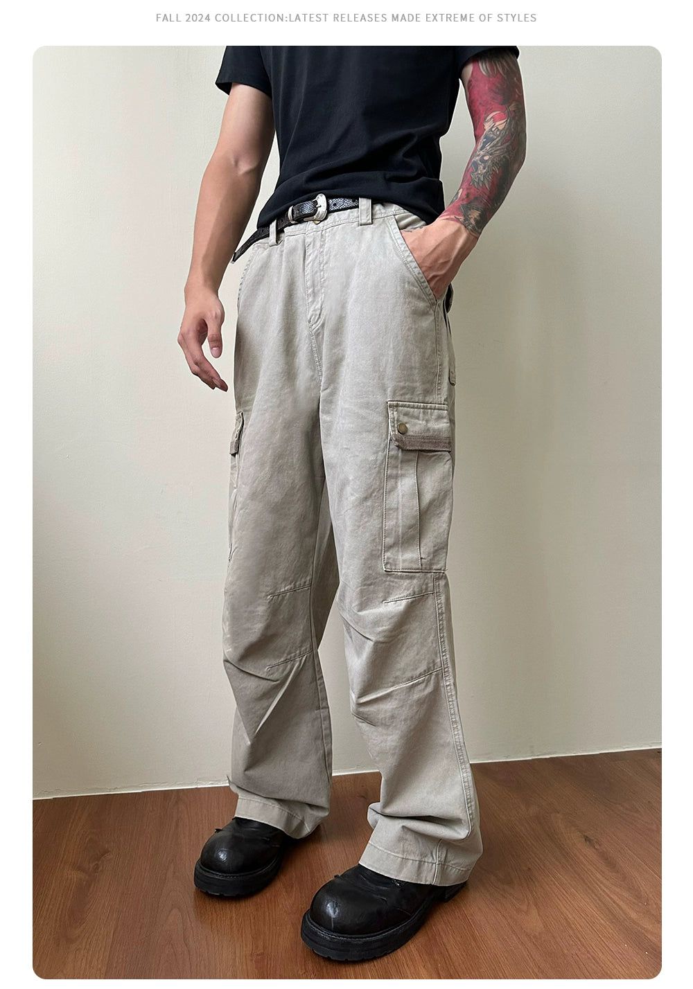 Washed Loose Straight Cargo Pants Korean Street Fashion Pants By Made Extreme Shop Online at OH Vault