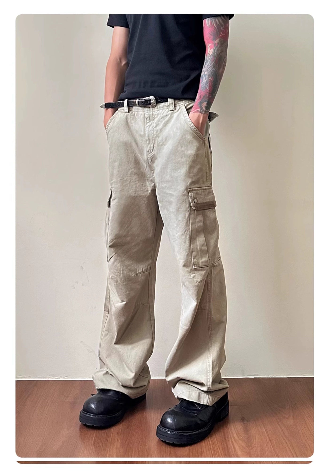 Washed Loose Straight Cargo Pants Korean Street Fashion Pants By Made Extreme Shop Online at OH Vault