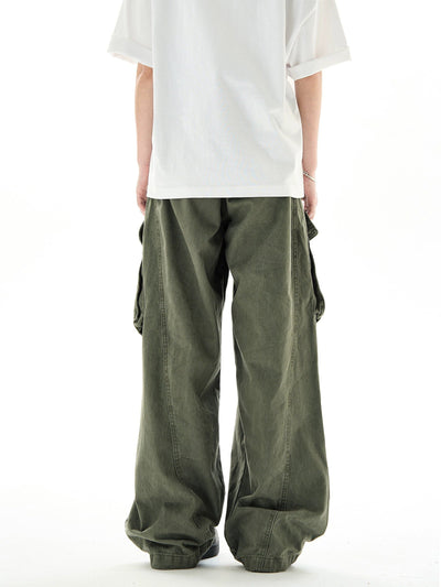 Washed Pleats Baggy Fit Cargo Pants Korean Street Fashion Pants By Ash Dark Shop Online at OH Vault