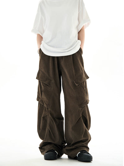 Washed Pleats Baggy Fit Cargo Pants Korean Street Fashion Pants By Ash Dark Shop Online at OH Vault