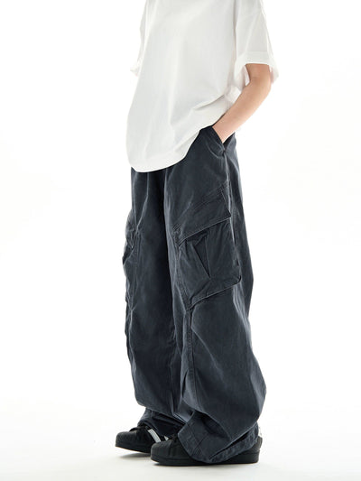 Washed Pleats Baggy Fit Cargo Pants Korean Street Fashion Pants By Ash Dark Shop Online at OH Vault