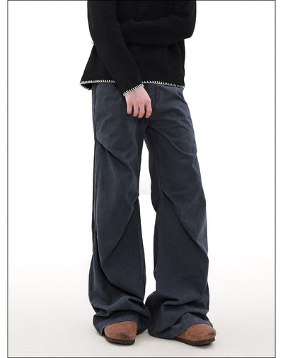 Washed Pleats Loose Straight Pants Korean Street Fashion Pants By Mr Nearly Shop Online at OH Vault