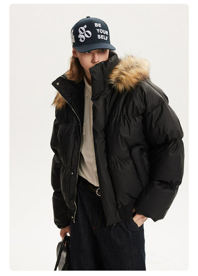 Wide Fur Collar Puffer Jacket Korean Street Fashion Jacket By Made Extreme Shop Online at OH Vault