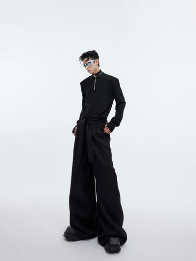 Slim Fit Half-Zipped Mockneck Korean Street Fashion Turtleneck By Argue Culture Shop Online at OH Vault