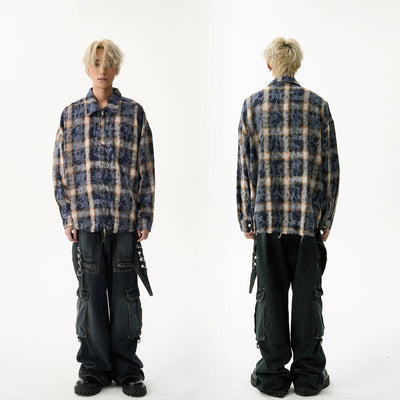 Tasseled Hem Plaid Shirt Korean Street Fashion Shirt By Ash Dark Shop Online at OH Vault