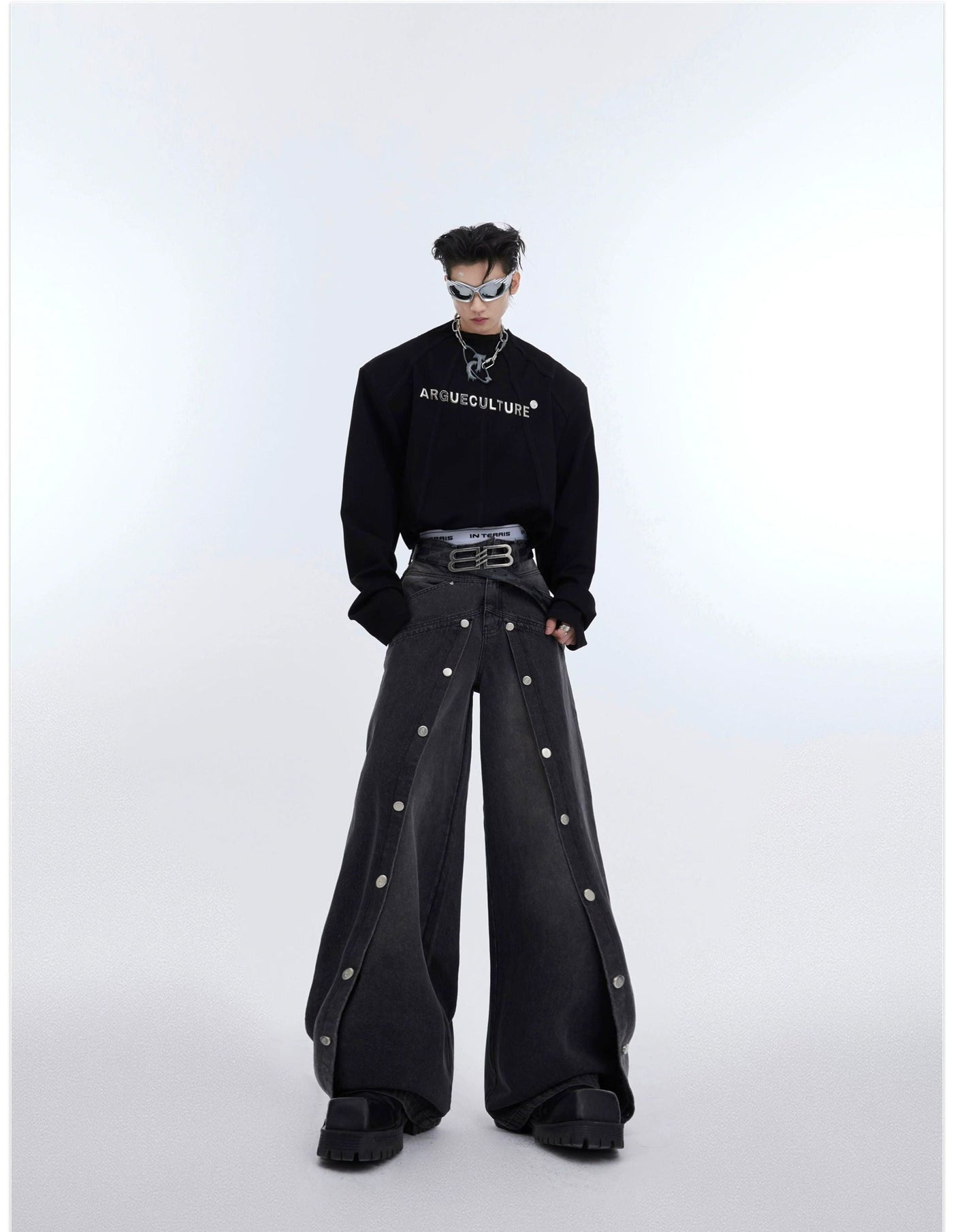 Washed Layer Details Jeans Korean Street Fashion Jeans By Argue Culture Shop Online at OH Vault