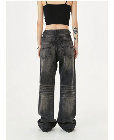 Washed Bamboo Pattern Jeans Korean Street Fashion Jeans By Made Extreme Shop Online at OH Vault