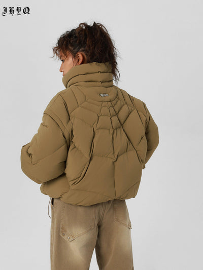 Web Detachable Puffer Jacket Korean Street Fashion Jacket By JHYQ Shop Online at OH Vault