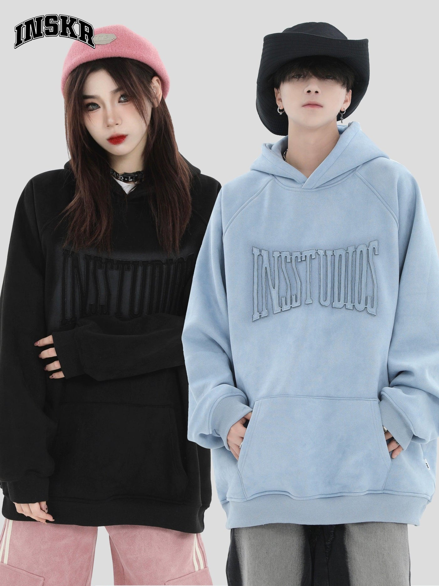Embossed Logo Casual Hoodie Korean Street Fashion Hoodie By INS Korea Shop Online at OH Vault