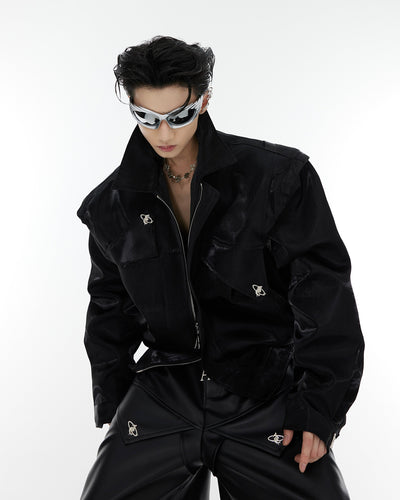 Argue Culture Metal Detailed Zip-Up Cropped Jacket Korean Street Fashion Jacket By Argue Culture Shop Online at OH Vault