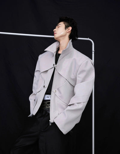 Structured Buttons and Zip Jacket Korean Street Fashion Jacket By Argue Culture Shop Online at OH Vault