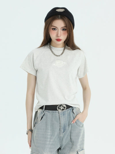 Planet Logo T-Shirt Korean Street Fashion T-Shirt By INS Korea Shop Online at OH Vault
