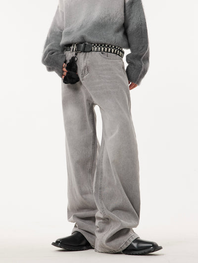 Dark Fog Hazy Washed Loose Wide Leg Jeans Korean Street Fashion Jeans By Dark Fog Shop Online at OH Vault