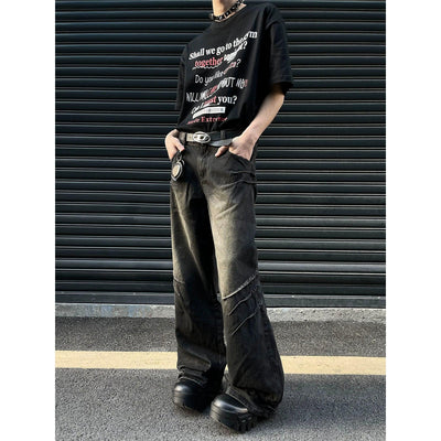 Blade Seams Faded Jeans Korean Street Fashion Jeans By MaxDstr Shop Online at OH Vault