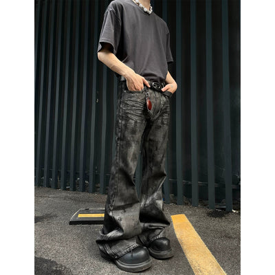 Faded Waxy Flare Leg Jeans Korean Street Fashion Jeans By MaxDstr Shop Online at OH Vault