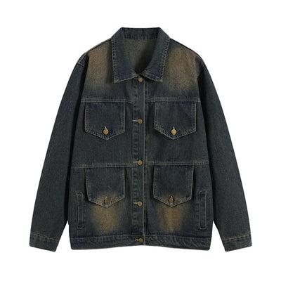 Gradient Washed Buttons-Up Denim Jacket Korean Street Fashion Jacket By Mr Nearly Shop Online at OH Vault