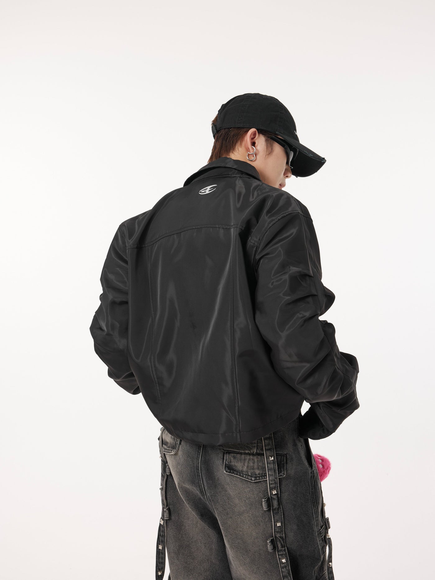 Solid Pleated Sleeves Bomber Jacket Korean Street Fashion Jacket By Dark Fog Shop Online at OH Vault