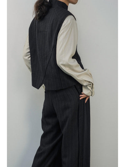 Curved Cut Striped Vest Korean Street Fashion Vest By ILNya Shop Online at OH Vault
