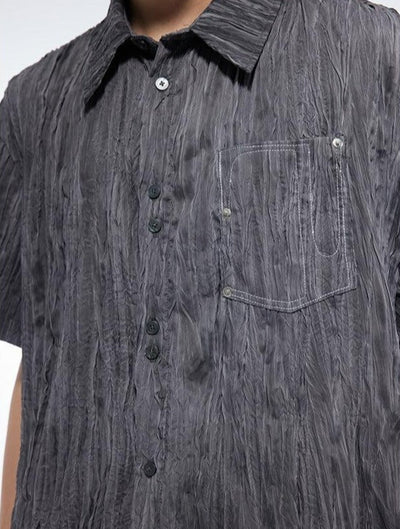 Wrinkled Texture Shirt Korean Street Fashion Shirt By Cro World Shop Online at OH Vault