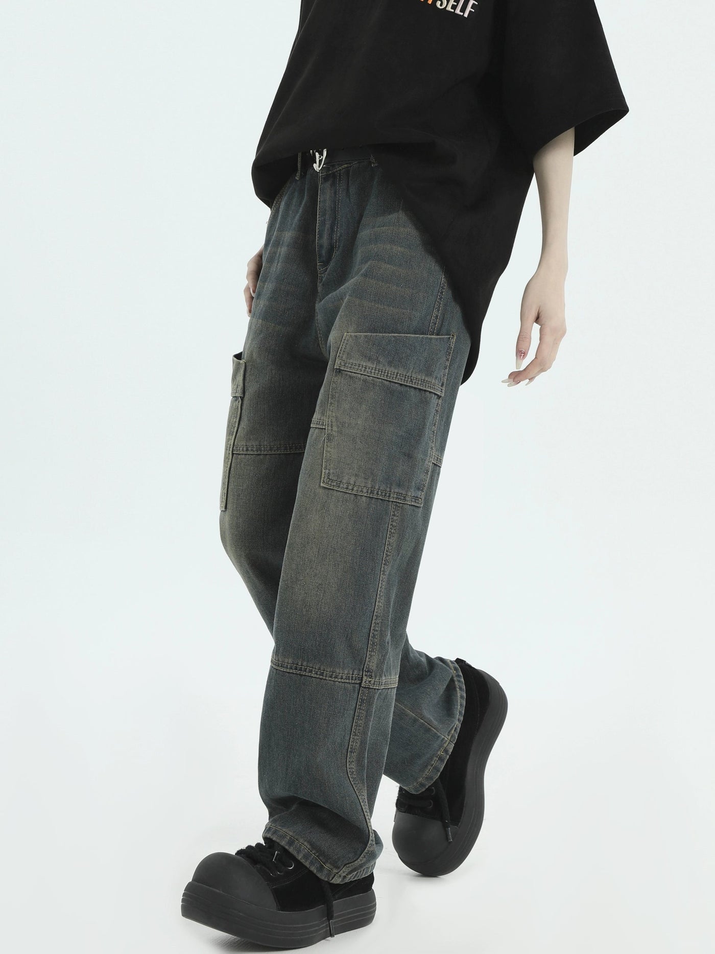 Washed and Whiskers Bootcut Jeans Korean Street Fashion Jeans By INS Korea Shop Online at OH Vault