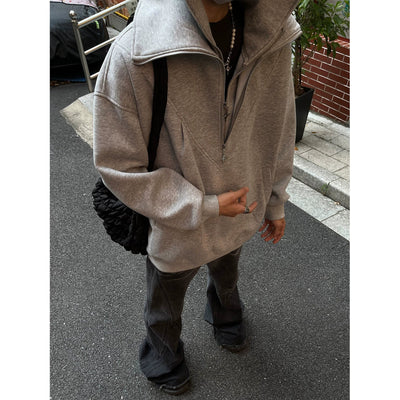 Half-Zipped Comfty Fit Hoodie Korean Street Fashion Hoodie By MaxDstr Shop Online at OH Vault
