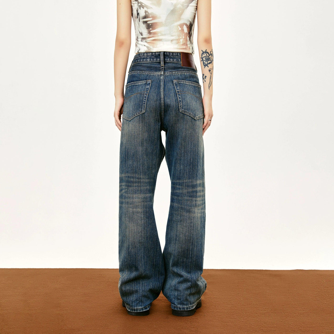 Classic Washed & Whisker Flare Leg Jeans Korean Street Fashion Jeans By Made Extreme Shop Online at OH Vault