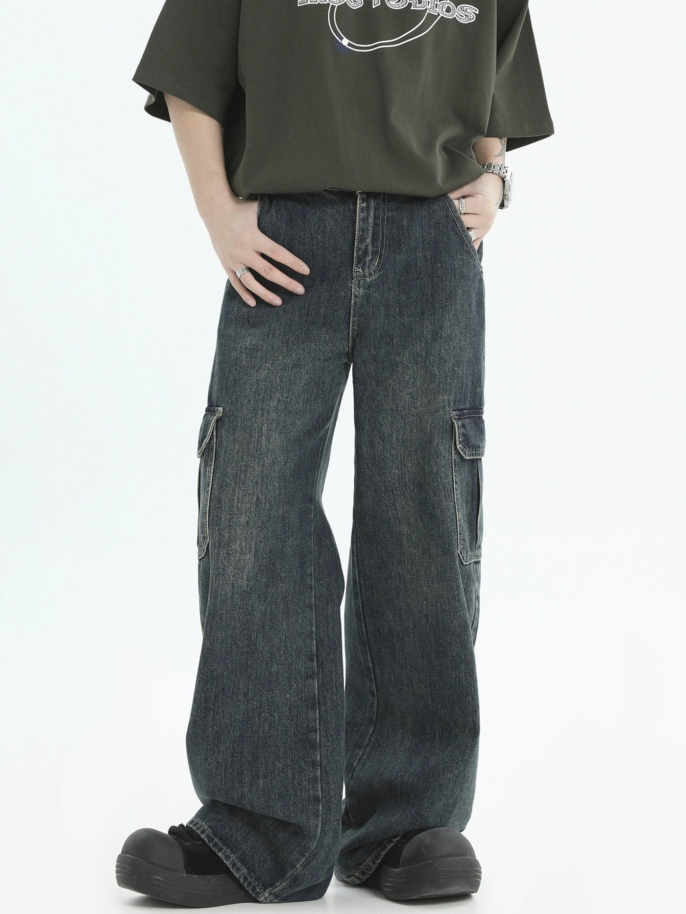 Classic Cargo Style Jeans Korean Street Fashion Jeans By INS Korea Shop Online at OH Vault